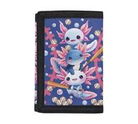 Dolyues Porte-monnaie à trois volets pour enfants - Personnalisable - Pour la rentrée scolaire, Bassball Axolotl