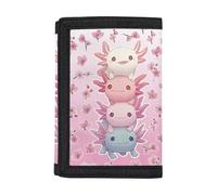 Dolyues Porte-monnaie à trois volets pour enfants - Personnalisable - Pour la rentrée scolaire, Fleur Axolotl
