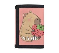 Dolyues Portefeuille Capybara personnalisé pour enfants de 9 à 12 ans, mini porte-monnaie pour les sports de plein air, portefeuilles pour les sports de plein air, porte-cartes imprimé fraise