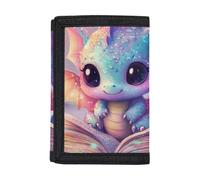 Dolyues Portefeuille pour enfants | Organiseur à trois volets en polyester 600D | Cadeau personnalisable pour garçons et filles, Joli bébé dragon