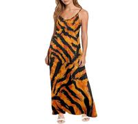 Dolyues Robe longue décontractée sans manches avec fermeture éclair pour femme Taille XS à 4XL, Motif tigre., 4XL