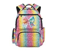 Dolyues Sac à dos à fleurs pour filles de 8 à 10 ans - Sac à dos d'école mignon pour enfants de 3e année - Grande capacité, Arc en écailles de poisson, Sac à dos daypack