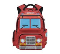Dolyues Sac à dos de voiture pour garçons de 10 à 12 ans - Léger - Imprimé à rayures - Pour enfants de 4e année, Véhicule d'extinction, Sac à dos daypack