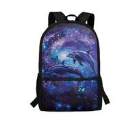 Dolyues Sac à dos d'école pour enfants, fille, garçon, adolescent, avec poches pour bouteilles, grand sac à dos de 43,2 cm, dauphin