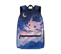 Dolyues Sac à dos Kawaii pour fille de 43,2 cm, sac à dos de troisième année pour la rentrée scolaire, sac à livres ergonomique axolotl pour enfants élémentaires, Axolotl Galaxy Book, Sac à dos