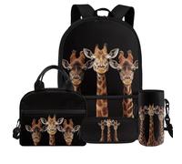 Dolyues Sac à dos pour garçons et filles 4-6 6-8 8-12 12-14 sacs d'école légers pour l'école préscolaire 4 en 1, girafe