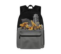 Dolyues Sacs à dos pour garçons de 8 à 10 ans - Léger - Ergonomique - Pour la rentrée scolaire - Pour enfants, Excavatrice Gris Noir, Sac à dos daypack