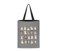 Dolyues Sacs fourre-tout en toile pour femme avec poche, sacs d'épicerie réutilisables de grande capacité, Imprimé multi-chiens gris, Medium