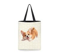 Dolyues Sacs fourre-tout en toile pour femme avec poche, sacs d'épicerie réutilisables de grande capacité, Adorable patte de corgi, Medium