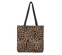Dolyues Sacs fourre-tout en toile pour femme avec poche, sacs d'épicerie réutilisables de grande capacité, Motif léopard, Large