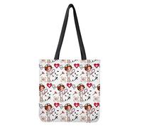 Dolyues Sacs fourre-tout en toile pour femme avec poche, sacs d'épicerie réutilisables de grande capacité, Imprimé blanc d'allaitement, Large