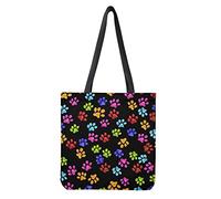 Dolyues Sacs fourre-tout réutilisables en toile avec poche pour femme Grande capacité, Patte de chien aquarelle, Large
