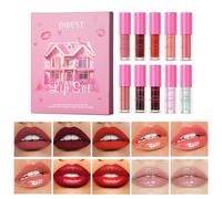 Domality 10 Couleurs Ensemble de Rouge à Lèvres Liquide, Brillant à Lèvres Mat, Brillant à Lèvres Brillant, Rouge à Lèvres, Huile à Lèvres Scintillante en un Seul Ensemble