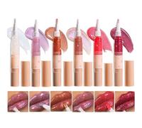 Domality 6 Couleurs Diamond Glitter Lip Gloss Set, 6 Pcs Shimmer Lip Glaze avec Pinceau Doux, Rouge à Lèvres Liquide Hydratant Longue Durée, Maquillage des Lèvres Brillant Hydratant Repulpant