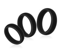 Domary Anneaux Péniens en Silicone de qualité Supérieure pour Hommes Retardent les Anneaux D'éjaculation Prolongent le Plaisir Couple Sex Toys Noir Lot de 3 (L)