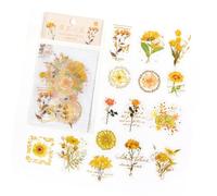 Domary Autocollants de Fleurs en Papier, Paquet de 30 Autocollants | Pack D'autocollants Floraux Esthétiques, Texture Lisse, Décoratif pour Scrapbooking, Journal Intime, Album Photo, Bricolage