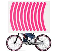 Domary Bande Réfléchissante Adhésive pour Vélo, Autocollants Réflecteurs Haute visibilité, Décoration de sécurité pour Moto, Scooter, Roue de Voiture, PVC Fluorescent Jaune Argent (Rose)
