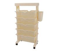 Domary Bibliothèque Mobile Rotative avec Niveaux Amovibles et Matériau PP pour Salle D'étude, Bureau, Dortoir (Kaki)