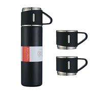 Domary Bouteille D'eau Isolée à Double Couche de 500 Ml, Flacon Sous Vide étanche 12 Heures Chaud et Froid, Poignée de Couvercle en Acier Inoxydable pour la Maison, le Bureau, les (Coffret Cadeau