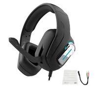 Domary Casque de Jeu, écouteurs Supra-Auriculaires avec Micro Antibruit | Pilotes de 40 Mm, éclairage RVB, Plug-and-play de 3,5 Mm, Coussinets D'oreille en Cuir protéiné, Conception Légère