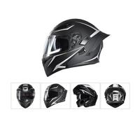 Domary Casque de Moto pour Hommes et Femmes, Double Visière Rabattable avec | Coque ABS, Confort Léger, Modes de Port 3 en 1, Espace , Système de Ventilation, Tailles M L XL