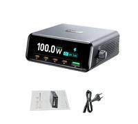 Domary Chargeur 265 W, Station de Charge de Bureau avec écran Smart Power | 5 Ports, 4 et 1 USB-A, Distribution D'énergie Intelligente, Compact 10 X 8,7 X 3,8 Cm, Tension Universelle pour la Maison