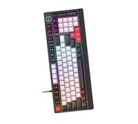 Domary Clavier Mécanique T-Wolf T50 RGB avec Interrupteurs Bleus Remplaçables à Chaud, éclairage Dynamique et Design Ergonomique pour Le Jeu et la Saisie sur PC. (Noir Gris Rouge)