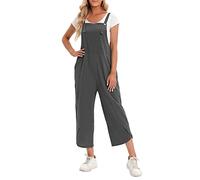 Domary Combinaison avec Poche pour Femmes, sans Manches, Jambes Larges, Salopette Grande Taille pour Le Shopping, 100% Coton, Plusieurs Couleurs et Tailles (Moyen)