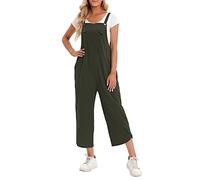 Domary Combinaison avec Poche pour Femmes, sans Manches, Jambes Larges, Salopette Grande Taille pour Le Shopping, 100% Coton, Plusieurs Couleurs et Tailles (XX-Large)