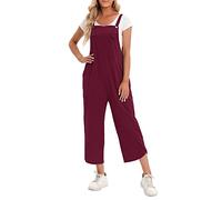 Domary Combinaison avec Poche pour Femmes, sans Manches, Jambes Larges, Salopette Grande Taille pour Le Shopping, 100% Coton, Plusieurs Couleurs et Tailles (Moyen)
