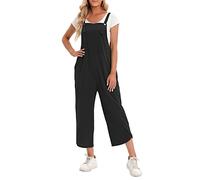 Domary Combinaison avec Poche pour Femmes, sans Manches, Jambes Larges, Salopette Grande Taille pour Le Shopping, 100% Coton, Plusieurs Couleurs et Tailles (3XL)