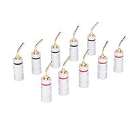 Domary Connecteurs Professionnels à Aiguilles de Fiche Banane Plaqués or 24 Carats pour Fil de Haut-parleur Home Cinéma, Conception à Code Couleur pour une Transmission Optimale du Signal, 10 Pièces