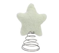 Domary Décoration de Sommet d'arbre en Forme D'étoile en Peluche, Adorable Décoration de Cime d'arbre Noël avec étoile Fourrure 16.5cm pour Décor Fête Vacances à la Ferme