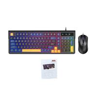 Domary Ensemble Clavier et Souris de Jeu rétroéclairé RVB, Design Ergonomique, Disposition Compacte à 98 Touches, USB Filaire, Plug and Play, pour Les Employés de Bureau, Noir (Ensemble Noir Bleu)