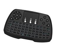 Domary Ensemble Clavier, pavé Tactile et Souris sans Fil 2,4 GHz avec Télécommande Rétroéclairée et 4 Couleurs de Rétroéclairage LED (Noir) pour PC Portable.