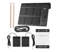 Domary Ensemble de Batterie de Table électronique, Kit Numérique Portable, éclairage Couleur, écran LCD BT MIDI, Tampons Batterie électriques, Baguettes pour la Pratique