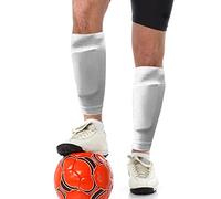 Domary Ensemble de Chaussettes de Football Antidérapantes et Manchons Mollet Respirants avec Picots en Silicone pour la Course et Le Sport. Noir, Blanc, Rouge, Bleu. Tailles (Bleu)