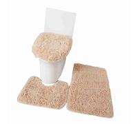 Domary Ensemble de Tapis de Bain en Coton Acrylique Doux, 3 Pièces, Couverture D'abattant Toilette Solide avec Tapis en Forme U pour Salle Bain, Chambre à Coucher, Maison (Brun)