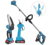 Domary Ensemble de Tronçonneuse électrique sans Fil au Lithium 21 V et Scie Télescopique Angle de Coupe Réglable Extensible 10 Pieds Fonctionnement à Double Batterie Taille des (Prise UE)