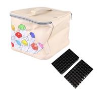 Domary Étui à Marqueurs 120 Supports de Rangement Étui à Stylo Marqueur en Cuir PU Grande Ouverture avec Poignée pour Les Artistes Voyageurs Amateurs de Maquillage 120 Emplaceme