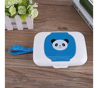 Domary Étui Distributeur de Lingettes Humides Portable Boîte de Lingettes Humides Voyage Support avec Bouton D'ouverture à Une Touche et Sangle en Silicone (Panda Bleu)