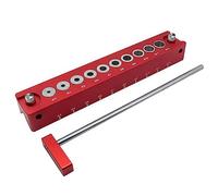 Domary Guide de Perçage pour le Travail du Bois, Outil de Perçage Précision en Alliage D'aluminium pour Charpentier à Pont Rond, Manches 3 à 12mm, Rouge