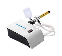 Domary Kit D'aérographe Double Action avec Compresseur 5 Pressions Réglables 25 PSI Buse de 0,4 Mm 2 Gobelets de Peinture pour Modèle Peinture Nail Art Maquillage Décoration (Prise UE)