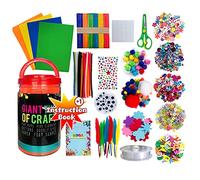 Domary Kit de Fournitures d'art et D'artisanat, Ensemble D'activités de | Comprend des Plumes, des Pompons, des Lettres EVA, des Perles, des Paillettes, des Ciseaux de sécurité, Idéal pour les