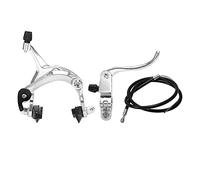 Domary Kit de Freins à étrier Haute Performance pour Vélo de Route, Avant et Arrière, avec Câble et Poignée Frein. Noir Argent en Option. : 15 X 12 X 6 cm. (Argent)