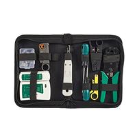 Domary Kit de Testeur de Câble Réseau, Dénudeur Fil Réseau Professionnel, Ensemble D'outils Sertissage avec Testeur Câble, Coupe-Fil, Prise Modulaire pour la Maison, Le