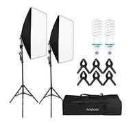 Domary Kit D'éclairage de Studio de Photographie, Ampoules 2x135W, Supports Lumière 2x2M, 2X Boîte à Lumière, 6X Clips, Sac Transport pour Photographie Produits Portrait (Prise UE)