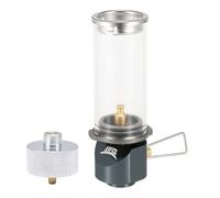 Domary Lanterne à Gaz Butane Portable, Mini Lampe de Camping Légère avec Adaptateur pour Le Camping et Les Pique-niques en Extérieur, en Alliage D'aluminium, Cuivre et Acier Inoxy