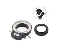 Domary Lumière 144 LED pour Caméra de Microscope, luminosité Réglable de 30 000 à 40 000, Diamètre L'objectif 30 à 63 Mm, Durée Vie 100 Heures avec Gradation 0 100%, (Prise UE)
