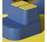 Domary Marchepied de Toilette en Plastique Antidérapant et Robuste pour la sécurité des Tout-Petits avec Prévention du Renversement, Conception à Coins Arrondis, Taille Compacte pour Un (Bleu 2
